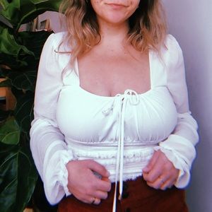 Free People long sleeve white blouse